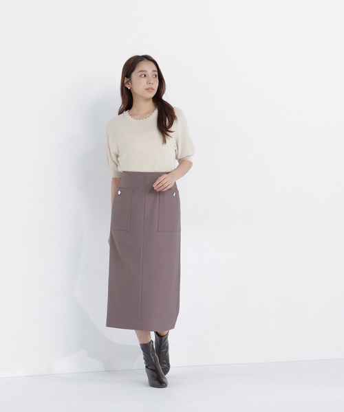 NATURAL BEAUTY BASIC(ナチュラルビューティーベーシック)の「ヘリンボーンナロースカート(スカート・レディース・ブラウン/チャコールグレー・MEDIUM/SMALL/X-SMALL)」の11枚目の写真