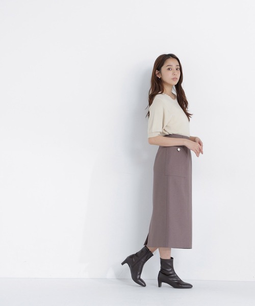 NATURAL BEAUTY BASIC(ナチュラルビューティーベーシック)の「ヘリンボーンナロースカート(スカート・レディース・ブラウン/チャコールグレー・MEDIUM/SMALL/X-SMALL)」の12枚目の写真