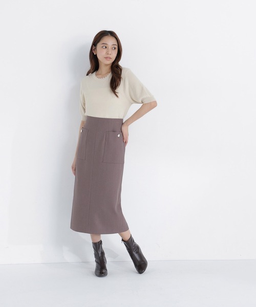 NATURAL BEAUTY BASIC(ナチュラルビューティーベーシック)の「ヘリンボーンナロースカート(スカート・レディース・ブラウン/チャコールグレー・MEDIUM/SMALL/X-SMALL)」の16枚目の写真