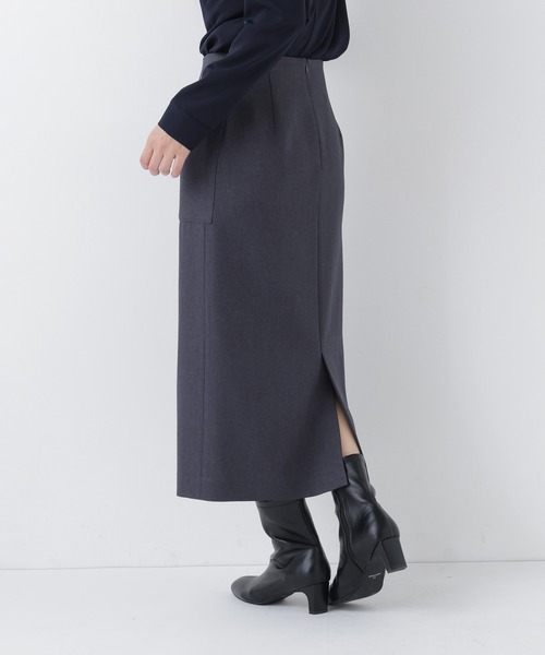 NATURAL BEAUTY BASIC(ナチュラルビューティーベーシック)の「ヘリンボーンナロースカート(スカート・レディース・ブラウン/チャコールグレー・MEDIUM/SMALL/X-SMALL)」の4枚目の写真