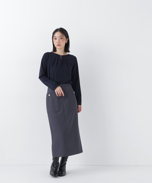 NATURAL BEAUTY BASIC(ナチュラルビューティーベーシック)の「ヘリンボーンナロースカート(スカート・レディース・ブラウン/チャコールグレー・MEDIUM/SMALL/X-SMALL)」の6枚目の写真