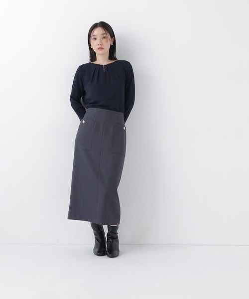 NATURAL BEAUTY BASIC(ナチュラルビューティーベーシック)の「ヘリンボーンナロースカート(スカート・レディース・ブラウン/チャコールグレー・MEDIUM/SMALL/X-SMALL)」の7枚目の写真