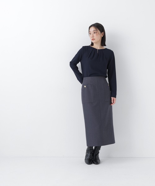 NATURAL BEAUTY BASIC(ナチュラルビューティーベーシック)の「ヘリンボーンナロースカート(スカート・レディース・ブラウン/チャコールグレー・MEDIUM/SMALL/X-SMALL)」の9枚目の写真