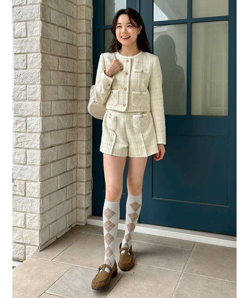 LILY BROWN(リリーブラウン)の「ラメ入りアーガイルハイソックス(ソックス/靴下・レディース・ライトグレー/ブラウン/ブラック・F)」の13枚目の写真