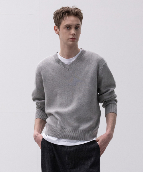 Софт‑коттон V‑neck нит [серый]
