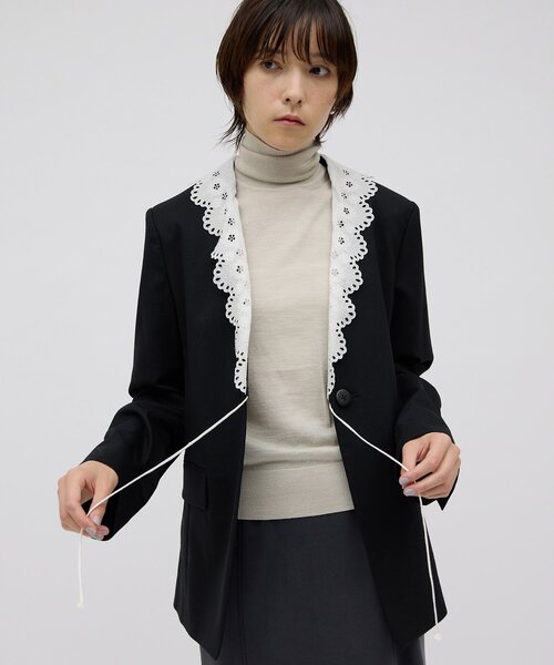 Whim Gazette（ウィムガゼット）の「ハイゲージノースリーブタートルニットプルオーバー（ニット/セーター・レディース・パープル/グレイッシュベージュ・FREE）」の14枚目の写真