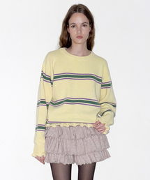 SN Stripe Ruffle Pullover (Yellow)