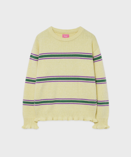 SINOON(シヌーン)の「SN Stripe Ruffle Pullover (Yellow)(ニット/セーター・レディース・イエロー・FREE)」の4枚目の写真