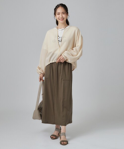 SHOO・LA・RUE(シューラルー)の「【通気性〇/セットアップ可/洗濯機可】メッシュドルマン ジップブルゾン(ブルゾン・レディース・ボルドー/ブラウン系/オフホワイト/ブラック・00)」の8枚目の写真
