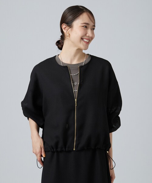 SHOO・LA・RUE(シューラルー)の「【通気性〇/セットアップ可/洗濯機可】メッシュドルマン ジップブルゾン(ブルゾン・レディース・ボルドー/ブラウン系/オフホワイト/ブラック・00)」の12枚目の写真