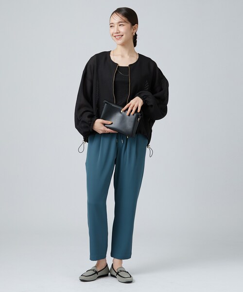 SHOO・LA・RUE(シューラルー)の「【通気性〇/セットアップ可/洗濯機可】メッシュドルマン ジップブルゾン(ブルゾン・レディース・ボルドー/ブラウン系/オフホワイト/ブラック・00)」の14枚目の写真