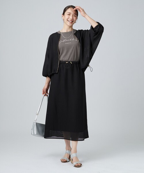 SHOO・LA・RUE(シューラルー)の「【通気性〇/セットアップ可/洗濯機可】メッシュドルマン ジップブルゾン(ブルゾン・レディース・ボルドー/ブラウン系/オフホワイト/ブラック・00)」の15枚目の写真