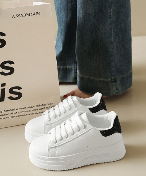 Miniministore(ミニミニストア)の「厚底スニーカー白 かかとラインストーン靴(スニーカー・レディース・シルバー/ゴールド/ブラック・23.0cm/22.5cm/24.5cm/24.0cm/23.5cm)」の21枚目の写真