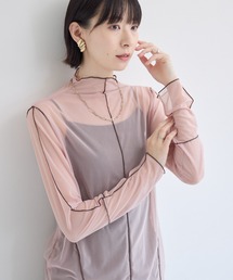 配色シアーメロートップス