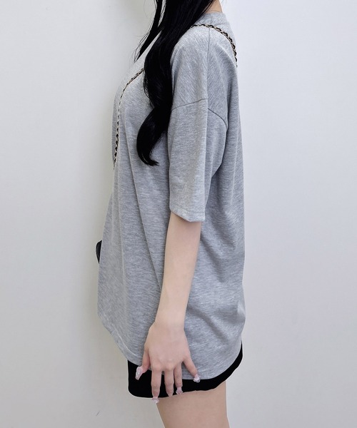 INGNI(イング)の「バックロゴラメチュニックTシャツ(Tシャツ/カットソー・レディース・オフホワイト/ブラック/グレー・M)」の21枚目の写真