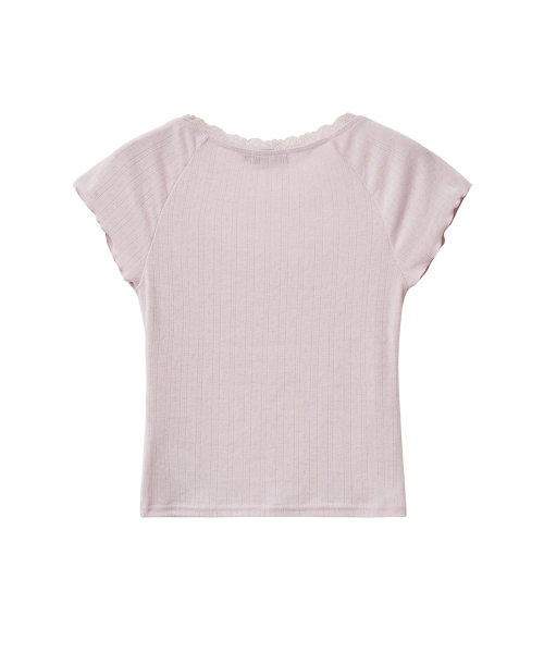 UUUUP（ユープ）の「レーススcoopT - ピンク（Tシャツ/カットソー・レディース・その他・SMALL/MEDIUM）」の3枚目の写真