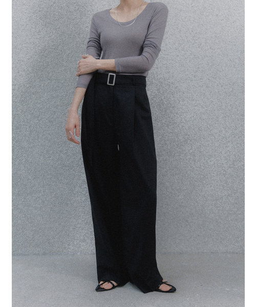 MEMUA(メムア)の「リファインドベルトワイドスラックス(ブラック)(スラックス・レディース・ブラック/ベージュ・SMALL/MEDIUM/LARGE)」の3枚目の写真