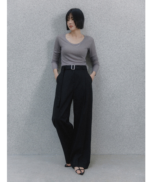 MEMUA(メムア)の「リファインドベルトワイドスラックス(ブラック)(スラックス・レディース・ブラック/ベージュ・SMALL/MEDIUM/LARGE)」の4枚目の写真