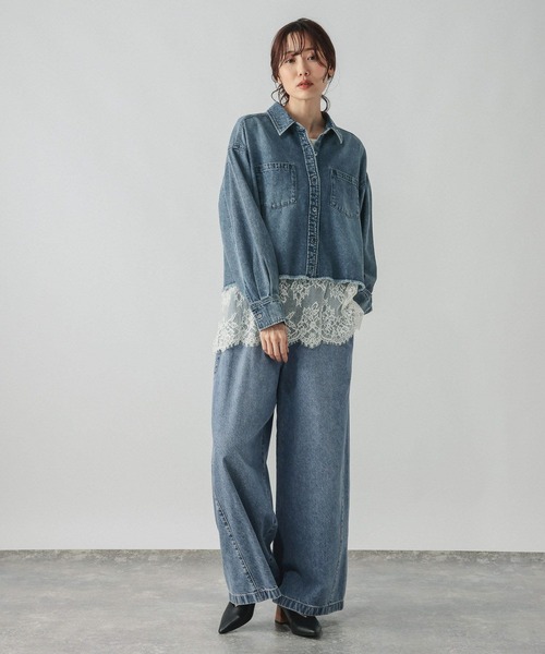 GLOBAL WORK(グローバルワーク)の「GOODデニムバギーワイドパンツ/821879(デニムパンツ・レディース・ブルー/ネイビー/ブラック・SMALL/MEDIUM/LARGE)」の12枚目の写真
