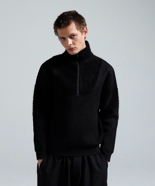 Y-3(ワイスリー)の「Y-3 KNITTED PANEL BLOCKED HALF ZIP(ニット/セーター・メンズ・ブラック・XX-LARGE/XX-SMALL/X-SMALL/SMALL/MEDIUM/LARGE/X-LARGE)」の2枚目の写真