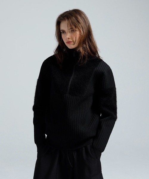 Y-3(ワイスリー)の「Y-3 KNITTED PANEL BLOCKED HALF ZIP(ニット/セーター・メンズ・ブラック・XX-LARGE/XX-SMALL/X-SMALL/SMALL/MEDIUM/LARGE/X-LARGE)」の4枚目の写真