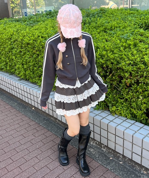 WC(ダブル シー)の「《ドット・カモフラ柄》アソートパターンティアードミニスカート(スカート・レディース・カーキ/チャコールグレー・FREE)」の8枚目の写真