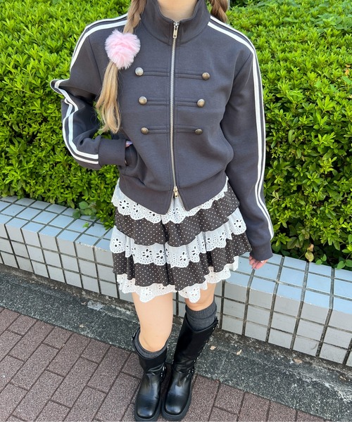 WC(ダブル シー)の「《ドット・カモフラ柄》アソートパターンティアードミニスカート(スカート・レディース・カーキ/チャコールグレー・FREE)」の10枚目の写真
