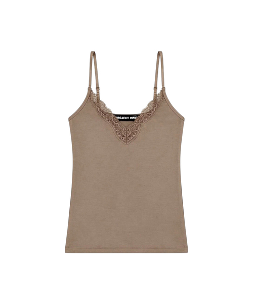 PROJECT WAVE(プロジェクトウェーブ)の「Rose Lace Top (7color)(Tシャツ/カットソー・レディース・ブラウン/ライトグレー/ブラック/アイボリー/Beige/Wine/カーキ・FREE)」の5枚目の写真