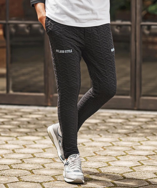 felkod(フィルコッド)の「mp15494- Y Pattern Jacquard Pants ジャカードイージーパンツ(F26F120)(その他パンツ・メンズ・ブラック×ホワイト/ブラック×ピンク・L/M/S)」の1枚目の写真