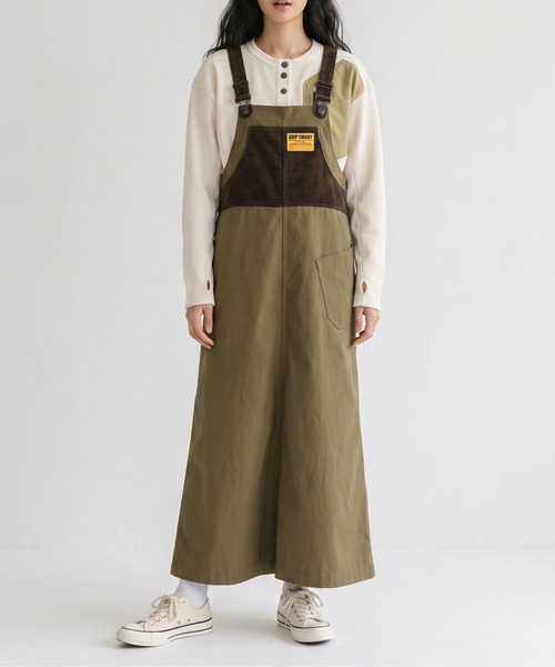 GRIP SWANY(グリップスワニー)の「【GSWK‐304】 DUCK VELVET OVERALL(サロペット/オーバーオール・レディース・オリーブ/ブラック・FREE)」の2枚目の写真