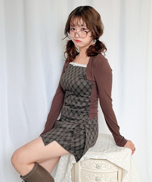 frunco(フランコ)の「【セットアップ対応可能】チェックドッキングトップス(Tシャツ/カットソー・レディース・ブラウン/グレー・FREE)」の8枚目の写真
