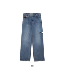 [W] スリットポイントストレートジーンズ