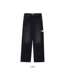 [W] スリットポイントストレートジーンズ
