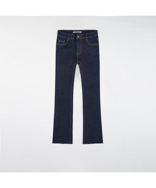 JINMANIA(ジンマニア)の「デイリーヘムカットスパンブーツカットデニムパンツ(濃紺)(デニムパンツ・レディース・ダークブルー・32inch/30inch/28inch/29inch/25inch/26inch/27inch)」の1枚目の写真