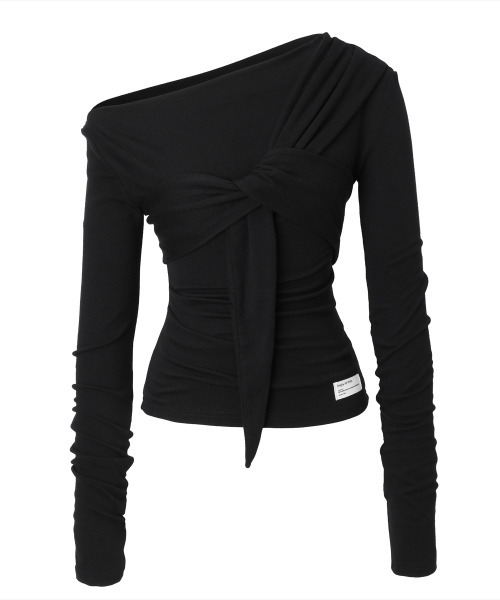 INEGI(イネギ)の「Drape Flow Tie Long Sleeve (black)(Tシャツ/カットソー・レディース・その他・ONE SIZE)」の1枚目の写真