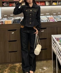 FAVORITO（ファヴォリート）の「襟付きシングルブレストトップスパンツデニムセットアップ（セットアップ）」