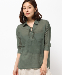 VENCEEXCHANGE | レースアップ綿麻シャツ                (シャツ/ブラウス)