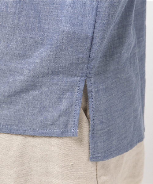 VENCEEXCHANGE（ヴァンスエクスチェンジ）の「レースアップ綿麻シャツ                （シャツ/ブラウス・レディース・オフホワイト/ダークグリーン/ブルー・MEDIUM）」の9枚目の写真