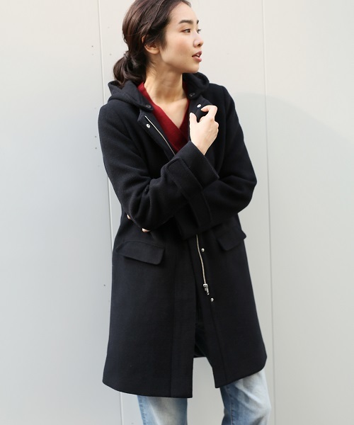 A part by（アパートバイ）の「casheepフード/ノーカラーコート 727645 （その他アウター・レディース・グレー/キャメル/ネイビー・MEDIUM/LARGE）」の2枚目の写真