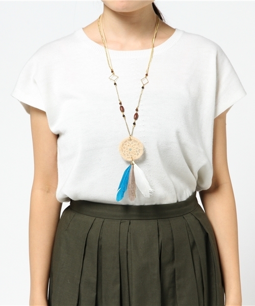 チャイハネ（チャイハネ）の「【チャイハネ】フェザードリームキャッチャーネックレス（ネックレス・レディース・ホワイト/グリーン/ブラウン・FREE）」の9枚目の写真