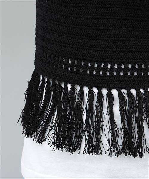 アダムエロペ　かぎ編み針黒ベスト ADAM ET ROPE'（アダムエロペ）の「片畦 Vネック オーバー