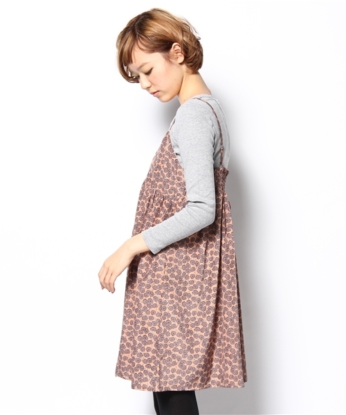 mystic（ミスティック）の「花柄レーヨンタッチキャミOP（ワンピース・レディース・ベージュ/ブルー/チャコールグレー・ﾌﾘ-）」の8枚目の写真