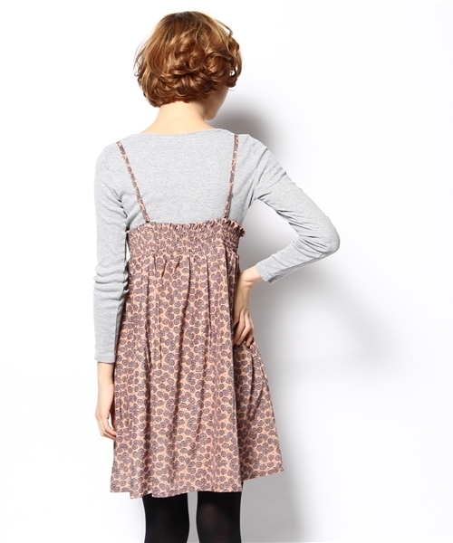 mystic（ミスティック）の「花柄レーヨンタッチキャミOP（ワンピース・レディース・ベージュ/ブルー/チャコールグレー・ﾌﾘ-）」の4枚目の写真