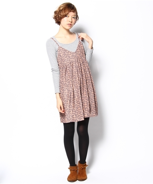 mystic（ミスティック）の「花柄レーヨンタッチキャミOP（ワンピース・レディース・ベージュ/ブルー/チャコールグレー・ﾌﾘ-）」の9枚目の写真