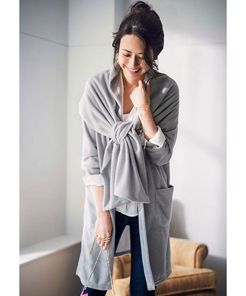 GeeRA(ジーラ)の「巻き方自在!!ストール付ロングコーディガン(その他アウター・レディース・ネイビー/ライトグレー/ブラック/モカ・X-LARGE/MEDIUM/SMALL/LARGE)」の1枚目の写真