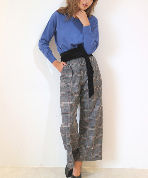 FREE'S MART（フリーズマート）の「グレンチェックワイドパンツ（その他パンツ・レディース・グレー系その他/ベージュ系その他・SMALL/MEDIUM）」の2枚目の写真