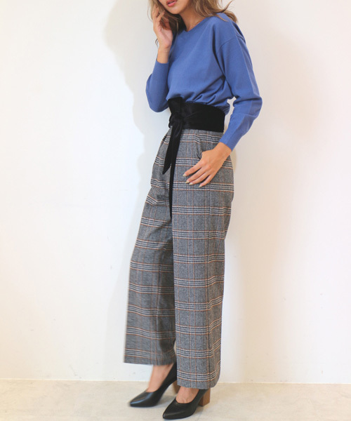 FREE'S MART（フリーズマート）の「グレンチェックワイドパンツ（その他パンツ・レディース・グレー系その他/ベージュ系その他・SMALL/MEDIUM）」の3枚目の写真