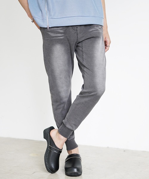 MinoriTY（マイノリティ）の「【MinoriTY】スウェットパンツ ジョガーパンツ メンズ デニムライク 無地（スウェットパンツ・メンズ・ブラック/グレー/インディゴブルー/ブルー/ライトブルー/ブルー系その他/ライトブラック・S/M/L/XL/XXL）」の3枚目の写真