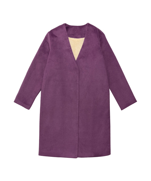 Re:EDIT（リエディ）の「中ファーノーカラーチェスターコート（チェスターコート・レディース・ブラック/アイボリー/ベージュ/ライトグレー/キャメル/ライトブルー/ミント/パープル/ブラック系その他/ベージュ系その他・MEDIUM/LARGE）」の10枚目の写真