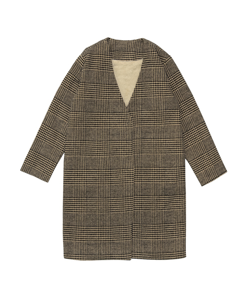 Re:EDIT（リエディ）の「中ファーノーカラーチェスターコート（チェスターコート・レディース・ブラック/アイボリー/ベージュ/ライトグレー/キャメル/ライトブルー/ミント/パープル/ブラック系その他/ベージュ系その他・MEDIUM/LARGE）」の7枚目の写真